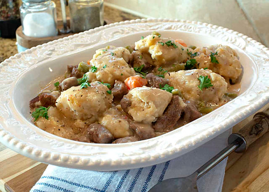 Beef Stew with Cheddar Dumplings